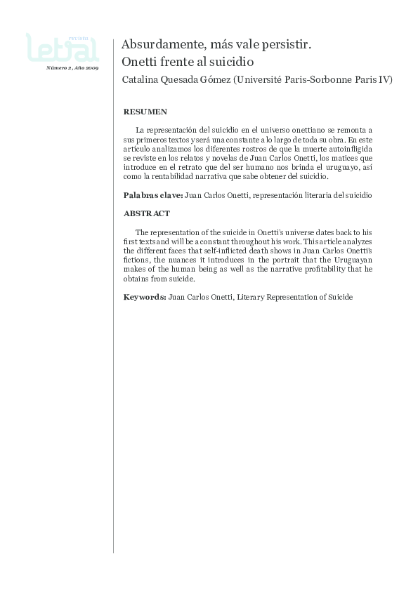 (PDF) Quesada Gómez, Catalina Absurdamente, más vale persistir