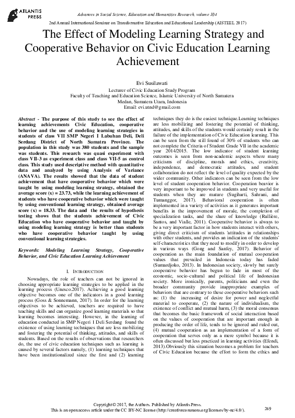 (PDF) The Effect of Modeling Learning Strategy and Cooperative Behavior ...