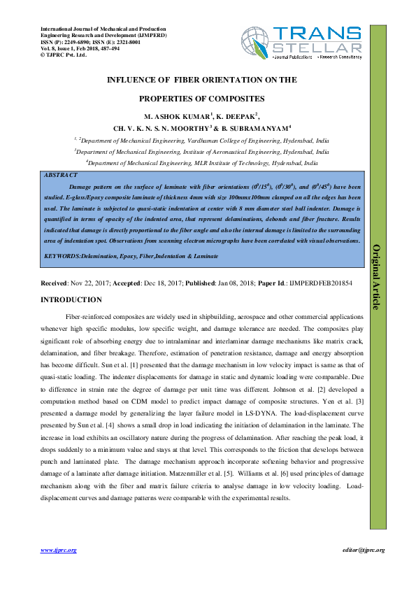 (PDF) INFLUENCE OF FIBER ORIENTATION ON THE PROPERTIES OF COMPOSITES