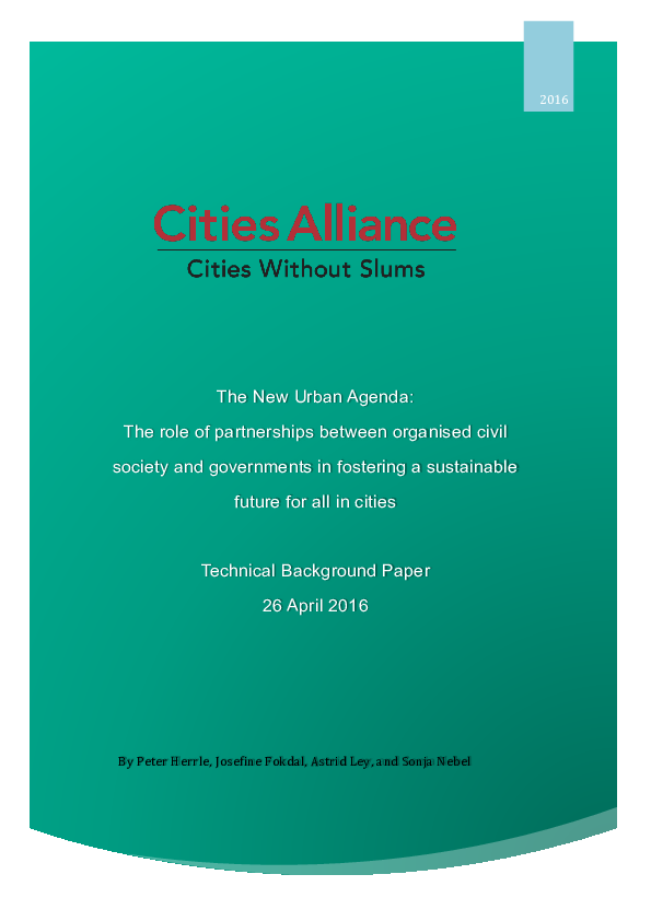 (PDF) The New Urban Agenda. The role of partnership between organized ...