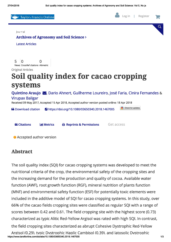 (PDF) Soil quality index for cacao cropping systems