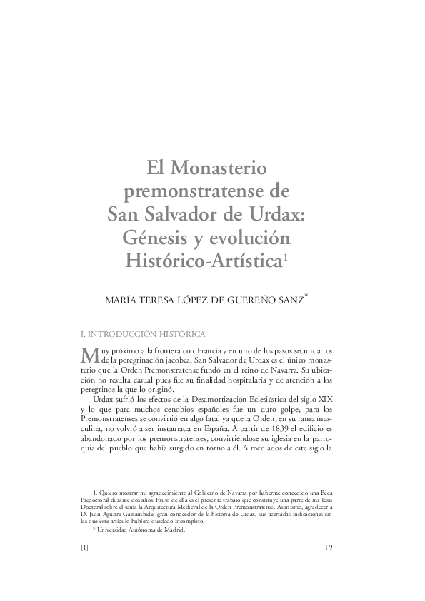 (PDF) El monasterio premonstratense de San Salvador de Urdax, génesis y