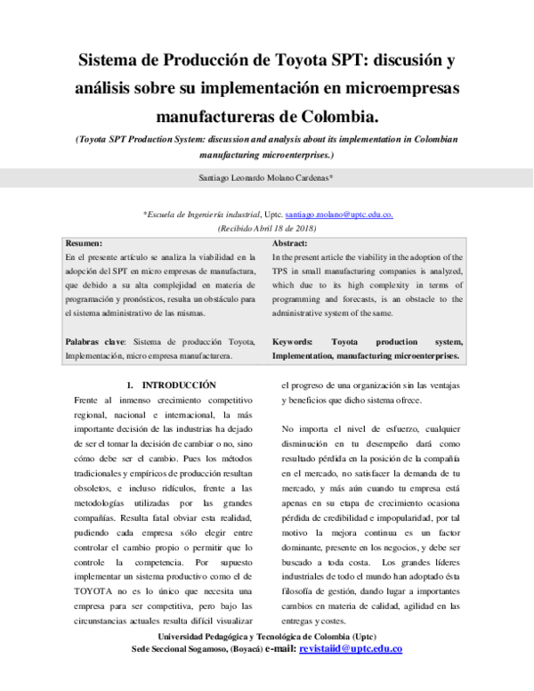 (PDF) Toyota SPT Production System: discussion and analysis about its ...