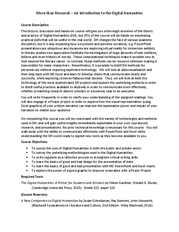 (PDF) Syllabus Introduction to the Digital Humanities Scott Ables