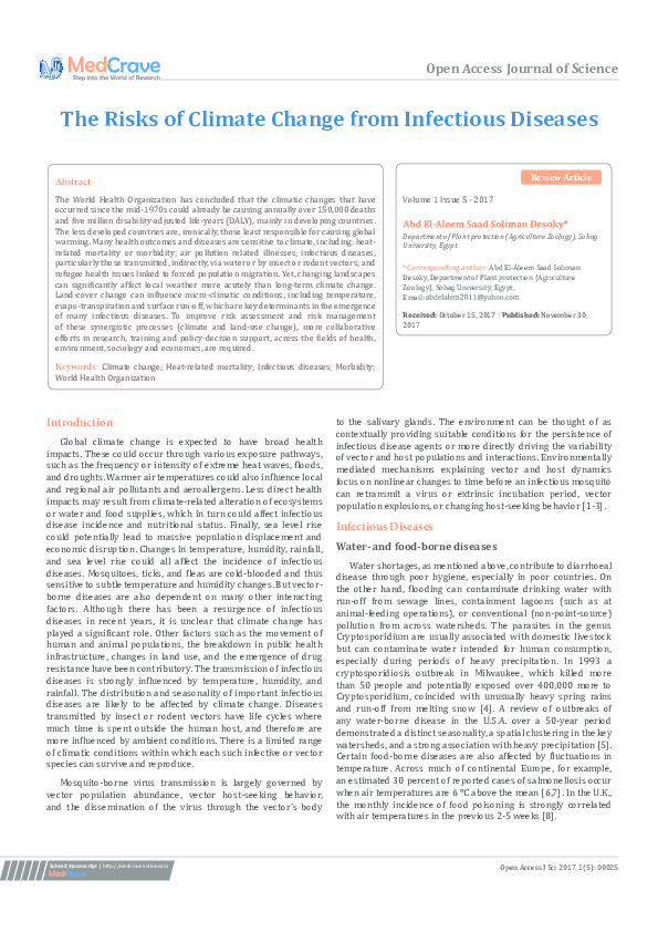 (PDF) The Risks of Climate Change from Infectious Diseases