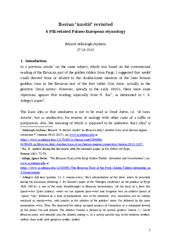 (DOC) Iberian 'iunśtiŕ' revisited A PIErelated PalaeoEuropean