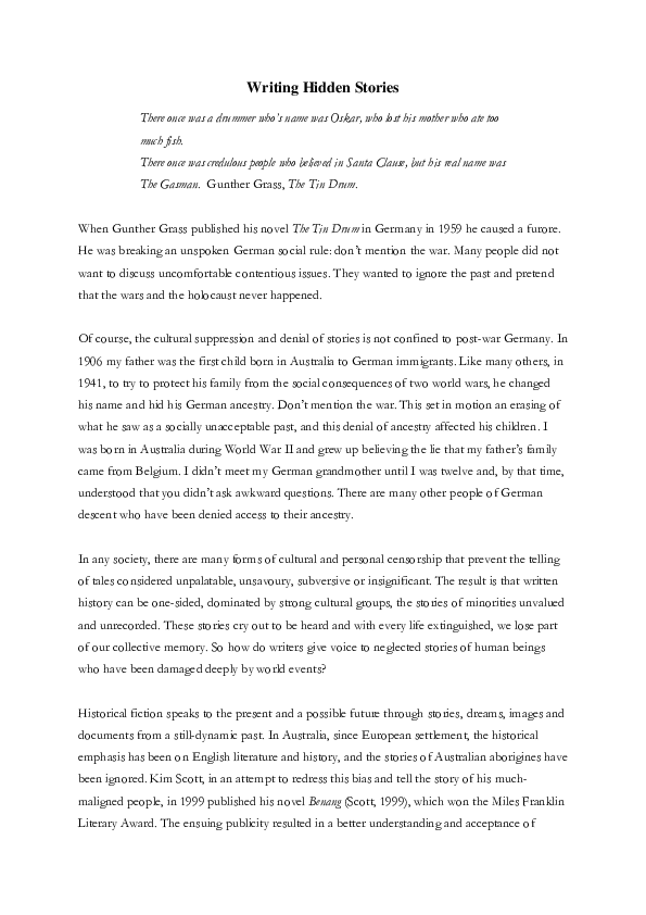 (DOC) Writing Hidden Stories