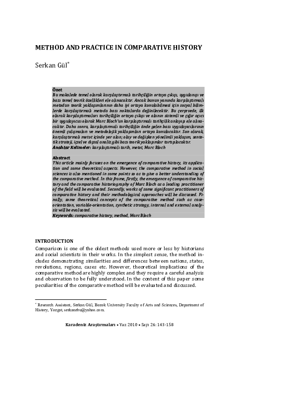 (PDF) Karadeniz Araştırmaları @BULLET METHOD AND PRACTICE IN ...