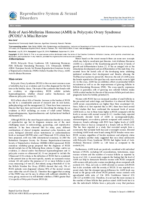 (PDF) Role of Anti-Mullerian Hormone (AMH) in Polycystic Ovary Syndrome ...