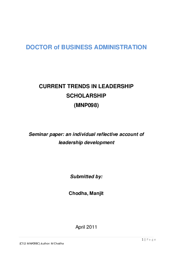 (PDF) DOCTOR of BUSINESS ADMINISTRATION CURRENT TRENDS IN LEADERSHIP