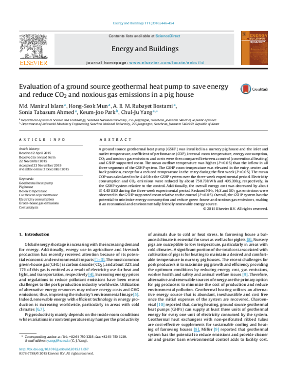 (PDF) Evaluation of a ground source geothermal heat pump to save energy ...