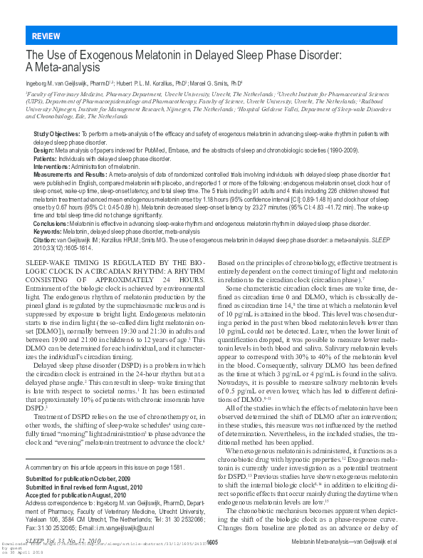 PDF The Use Of Exogenous Melatonin In Delayed Sleep Phase Disorder A pdf-the-use-of-exogenous-melatonin-in-delayed-sleep-phase-disorder-a