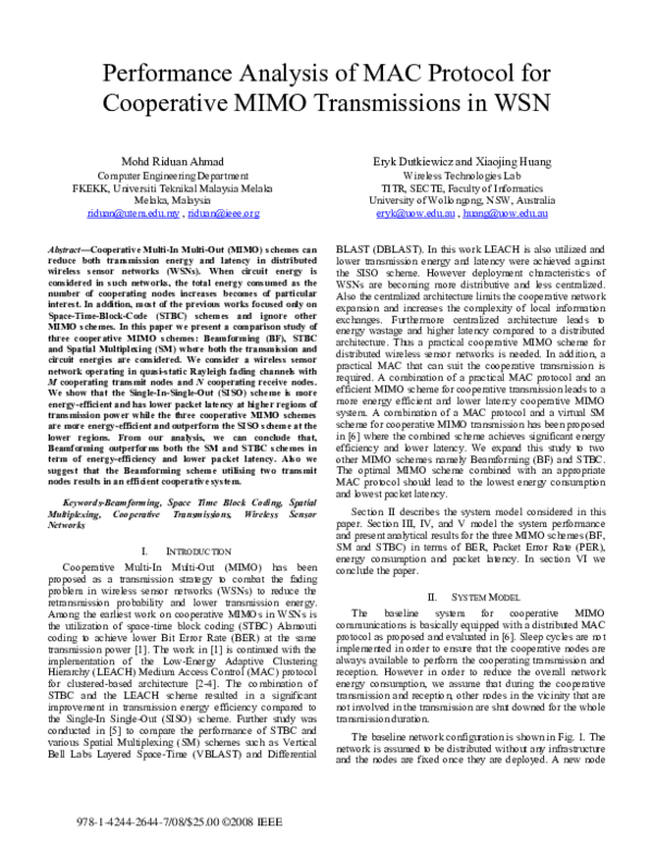(PDF) Performance Analysis of MAC Protocol for Cooperative MIMO ...