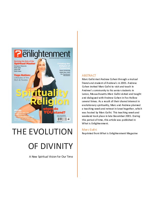 (PDF) THE EVOLUTION OF DIVINITY: A New Spiritual Vision for Our Time