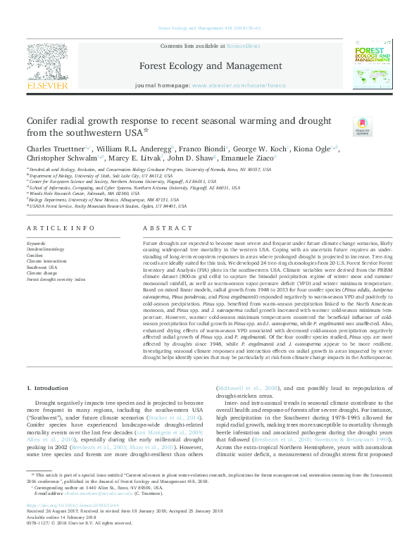 (PDF) Conifer radial growth response to recent seasonal warming and ...