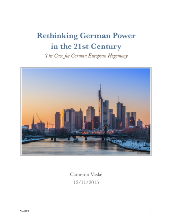 (PDF) Rethinking German Power in the 21st Century The Case for German ...
