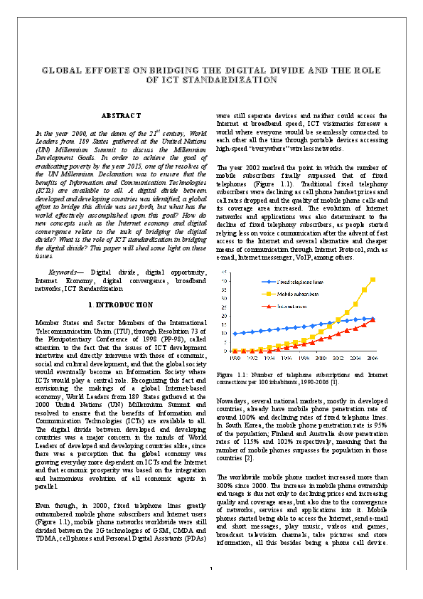 (PDF) Global efforts on bridging the digital divide and the role of ICT ...