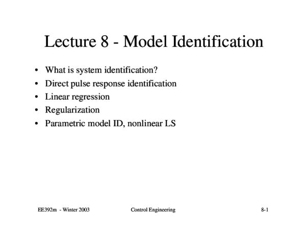(PDF) Lecture 8 -Model Identification
