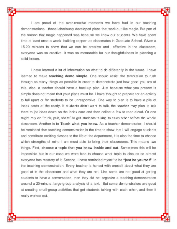 (DOC) Teaching demo reflection