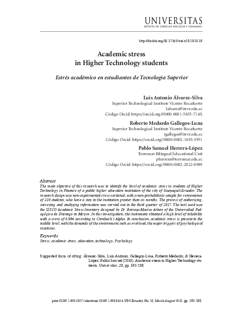 (PDF) Academic stress in Higher Technology students