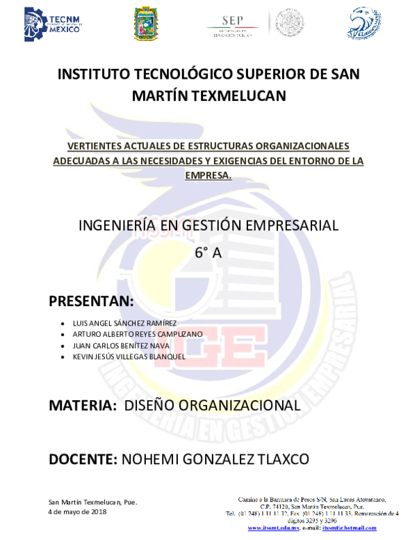(DOC) INSTITUTO TECNOLÓGICO SUPERIOR DE SAN MARTÍN TEXMELUCAN VERTIENTES ACTUALES DE ESTRUCTURAS (DOC) INSTITUTO TECNOLÓGICO SUPERIOR DE SAN MARTÍN TEXMELUCAN VERTIENTES ACTUALES DE ESTRUCTURAS