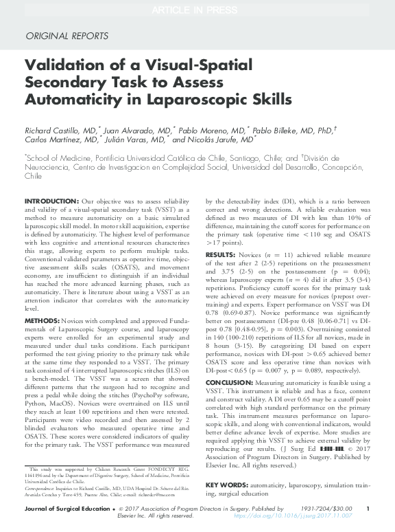 (PDF) Validation of a Visual-Spatial Secondary Task to Assess ...