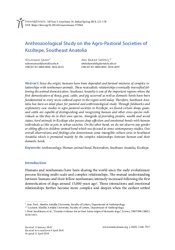 PDF) Anthrozoological study on the agro-pastoral societies of 