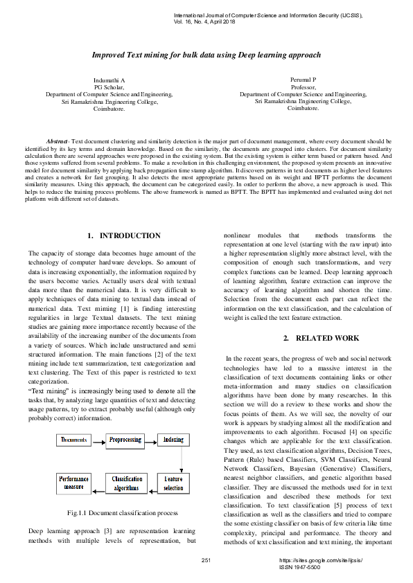 (PDF) Improved Text mining for bulk data using Deep learning approach
