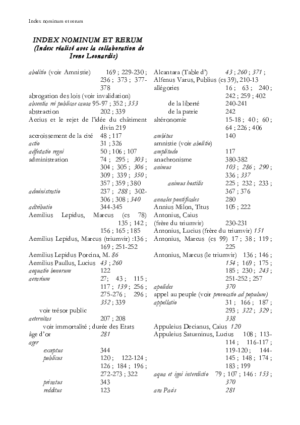 Index nominum et rerum