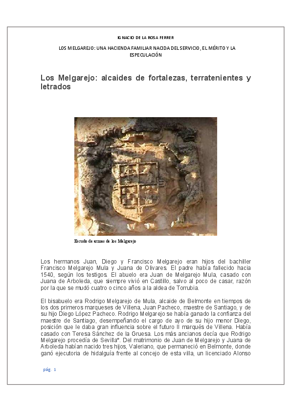 (PDF) Los Melgarejo una hacienda familiar fundada en el servicio, el