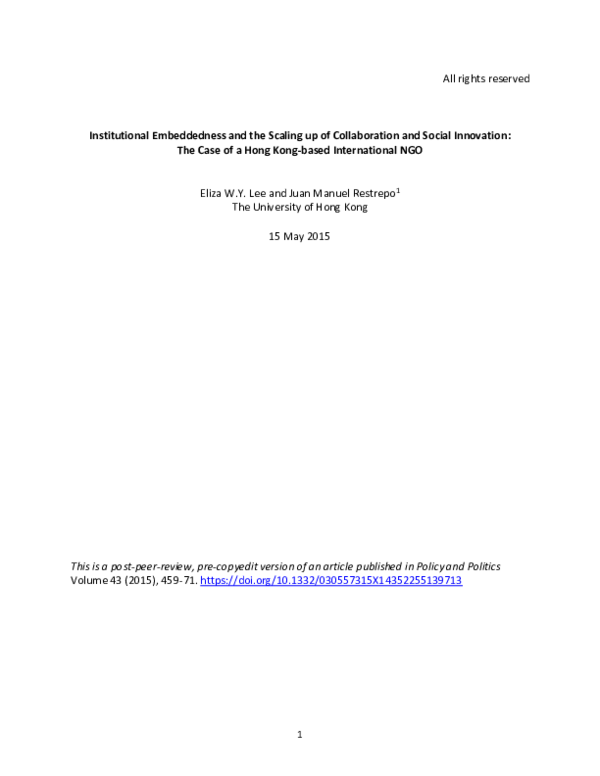 (PDF) All rights reserved Institutional Embeddedness and the Scaling up ...