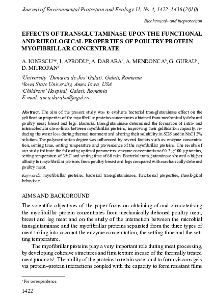 (PDF) Effects of transglutaminase upon the functional and rheological ...