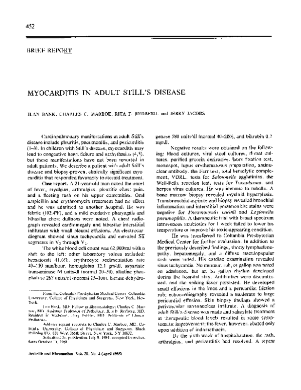 (PDF) Myocarditis in adult still's disease Ilan Bank Academia.edu