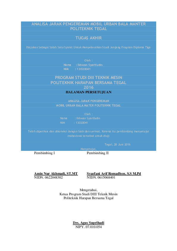 Doc Program Studi Diii Teknik Mesin Politeknik Harapan Bersama Tegal 2016 Riski Agung Academia Edu