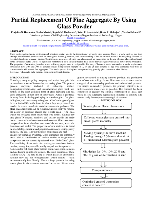 (PDF) Partial Replacement Of Fine Aggregate By Using Glass Powder