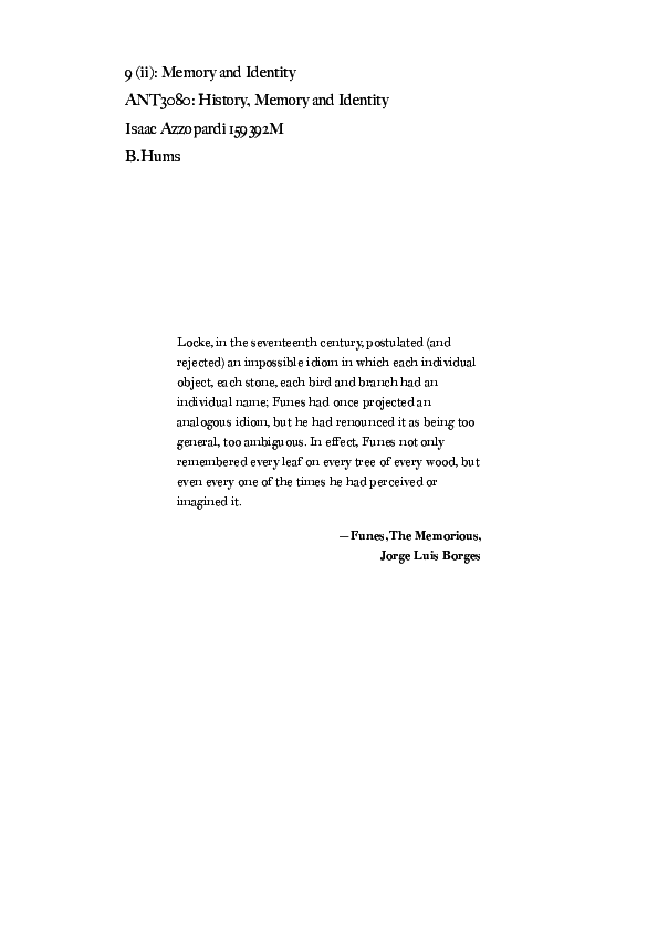 (PDF) History, Memory and Identity
