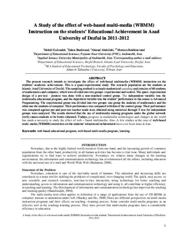(PDF) A Study of the effect of web-based multi-media (WBMM) Instruction ...