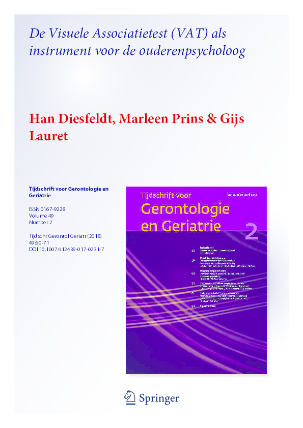 (PDF) Tijdschrift voor Gerontologie en Geriatrie Han Diesfeldt Academia.edu