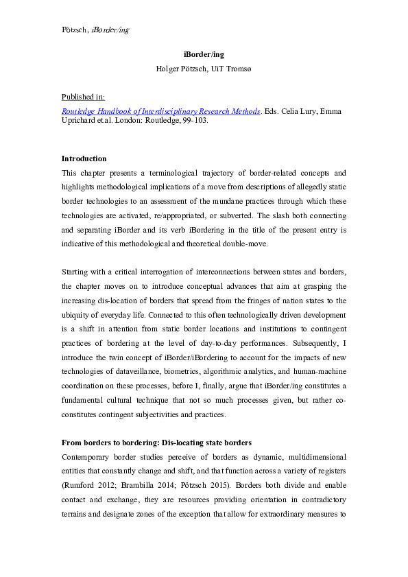 (PDF) iBorder/ing