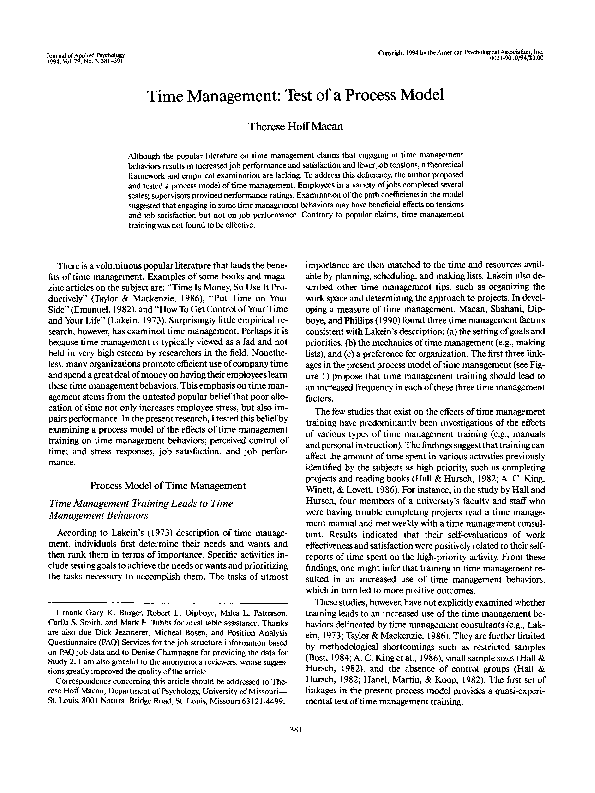 (PDF) Time Management Test of a Process Model Rizaldi Ahmad