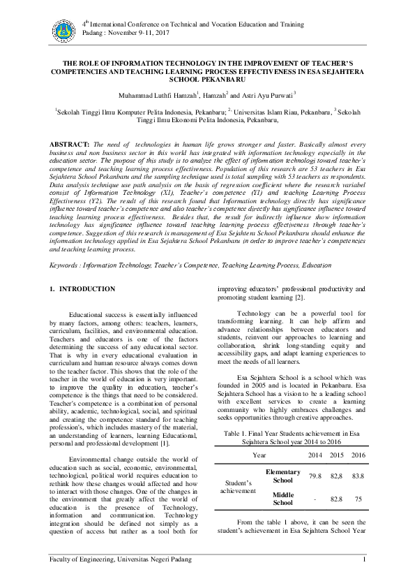 (PDF) THE ROLE OF INFORMATION TECHNOLOGY IN THE IMPROVEMENT OF TEACHER ...