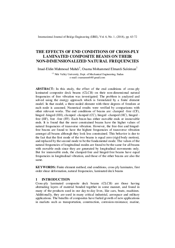 (PDF) THE EFFECTS OF END CONDITIONS OF CROSSPLY LAMINATED COMPOSITE
