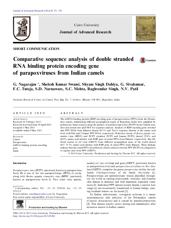 (PDF) Comparative sequence analysis of double stranded RNA binding ...