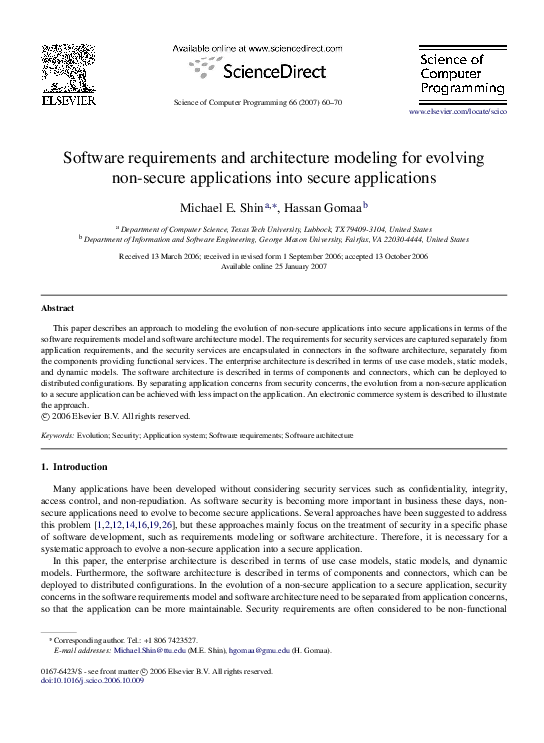 (PDF) Software requirements and architecture modeling for evolving non ...