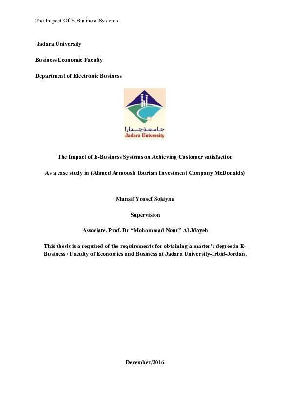 (DOC) The Impact of EBusiness Systems on Achieving Customer