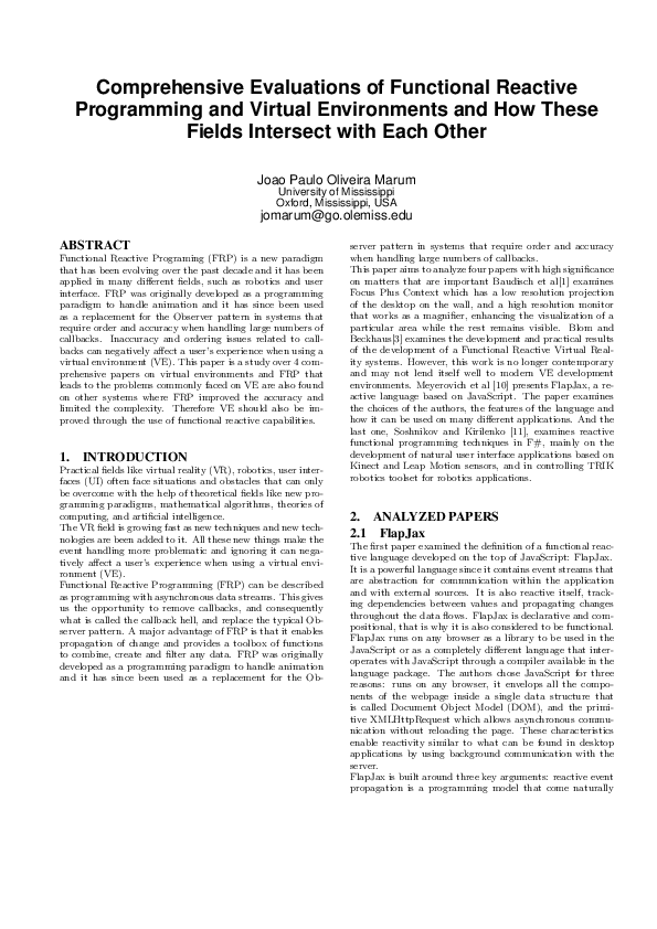 (PDF) Comprehensive Evaluations of Functional Reactive Programming and ...