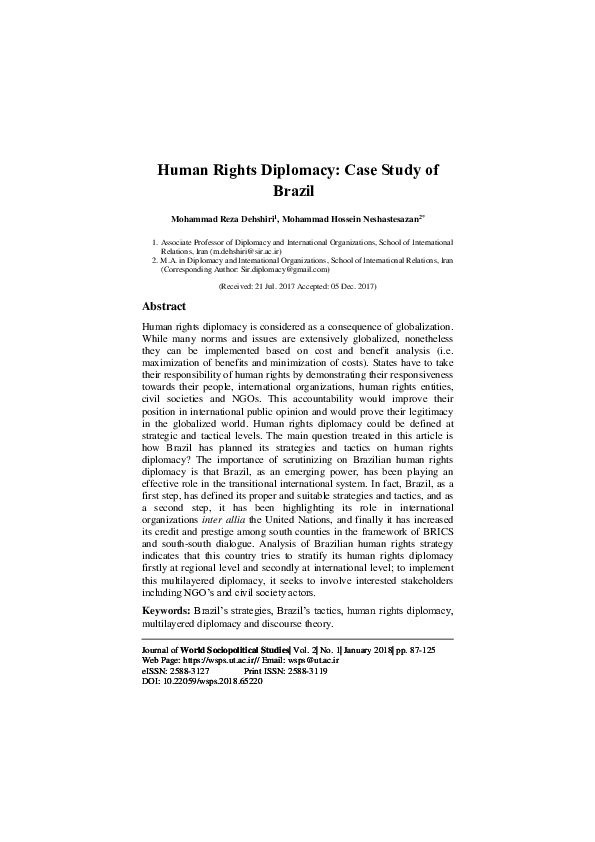 (PDF) Human Rights Diplomacy: Case Study of Brazil
