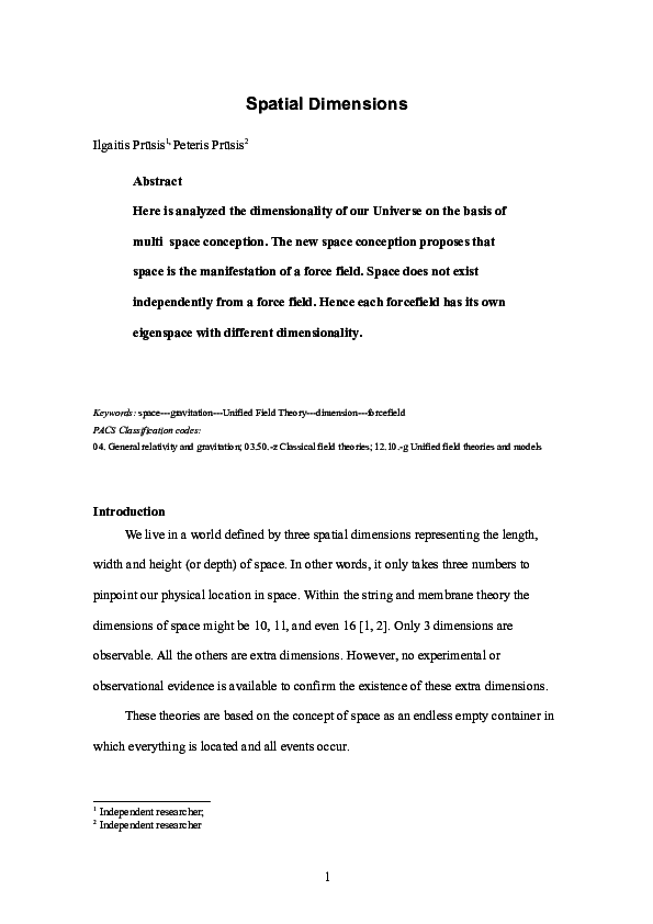 (PDF) Spatial Dimensions
