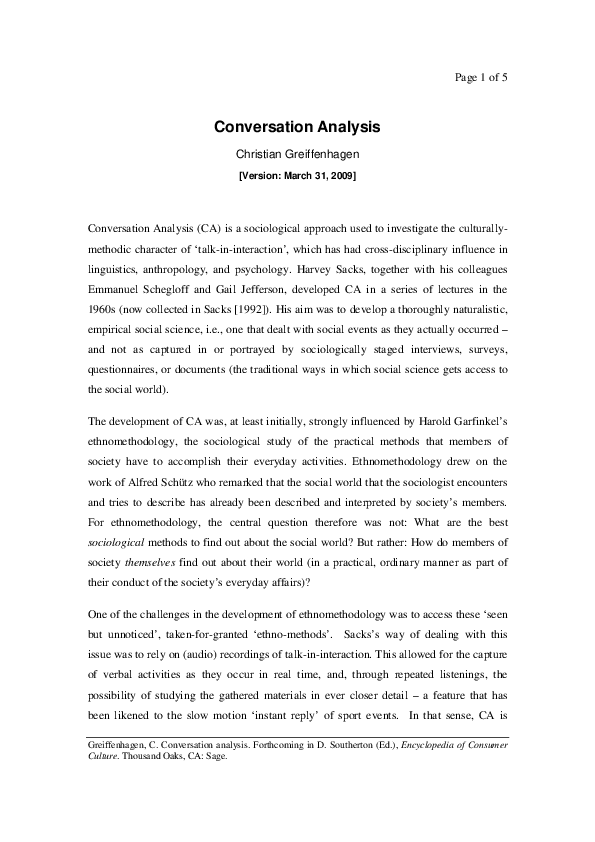 Conversation analysis methodology image