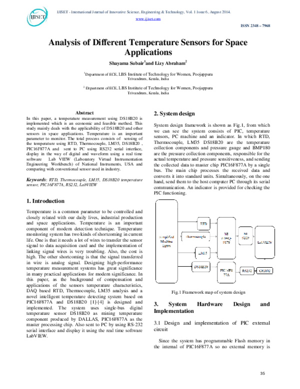 (PDF) Analysis of Different Temperature Sensors for Space Applications